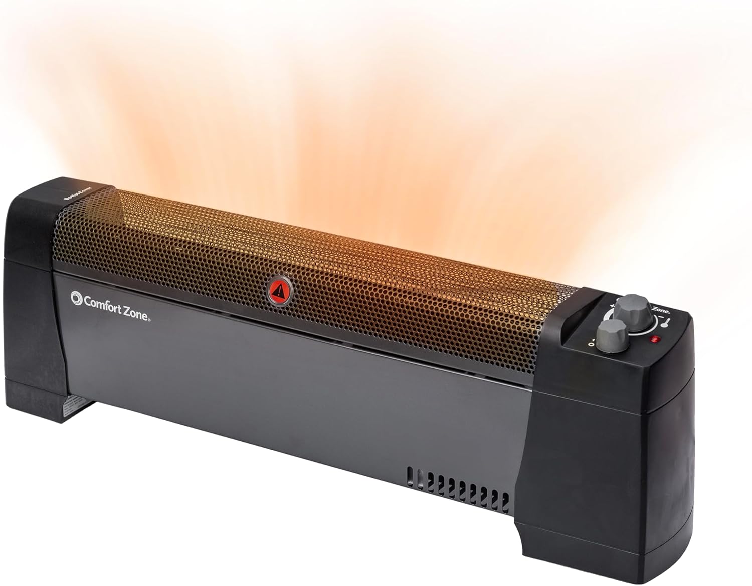 Comfort Zone CZ600 Series portable convection baseboard heater, black finish, exact SKU CZ12812, shown with top-mounted controls and grille.