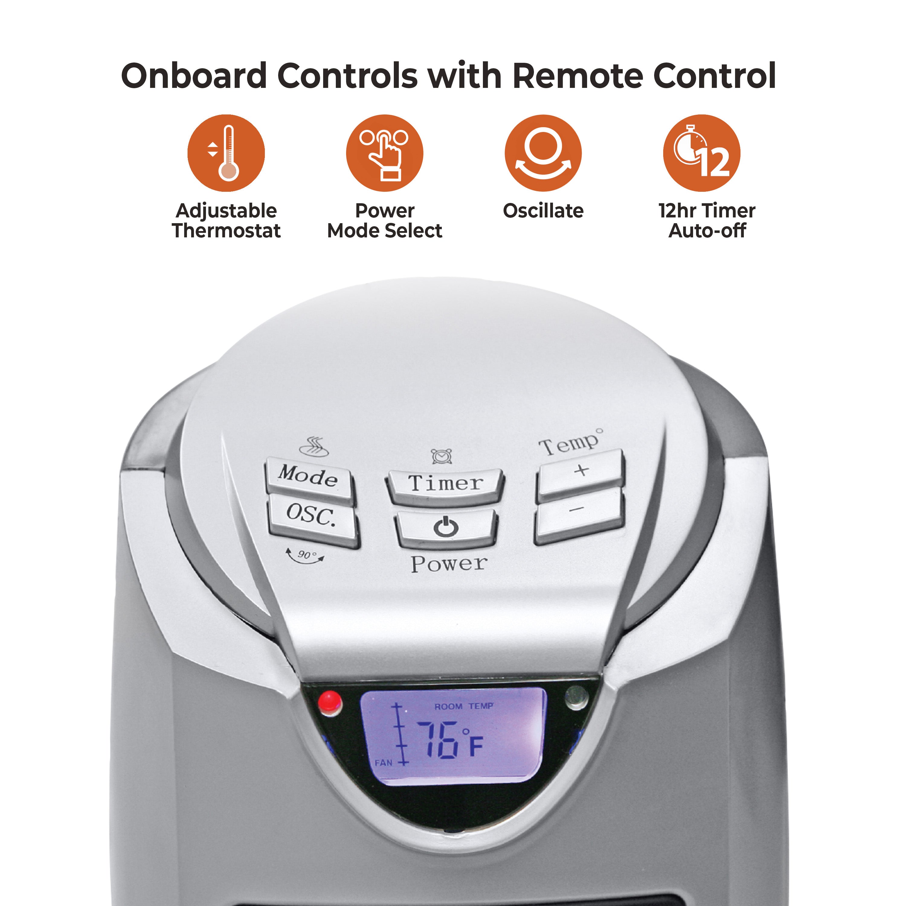 Comfort Zone CZ499R digital panel and remote controls for mode, timer, temperature, power and oscillation