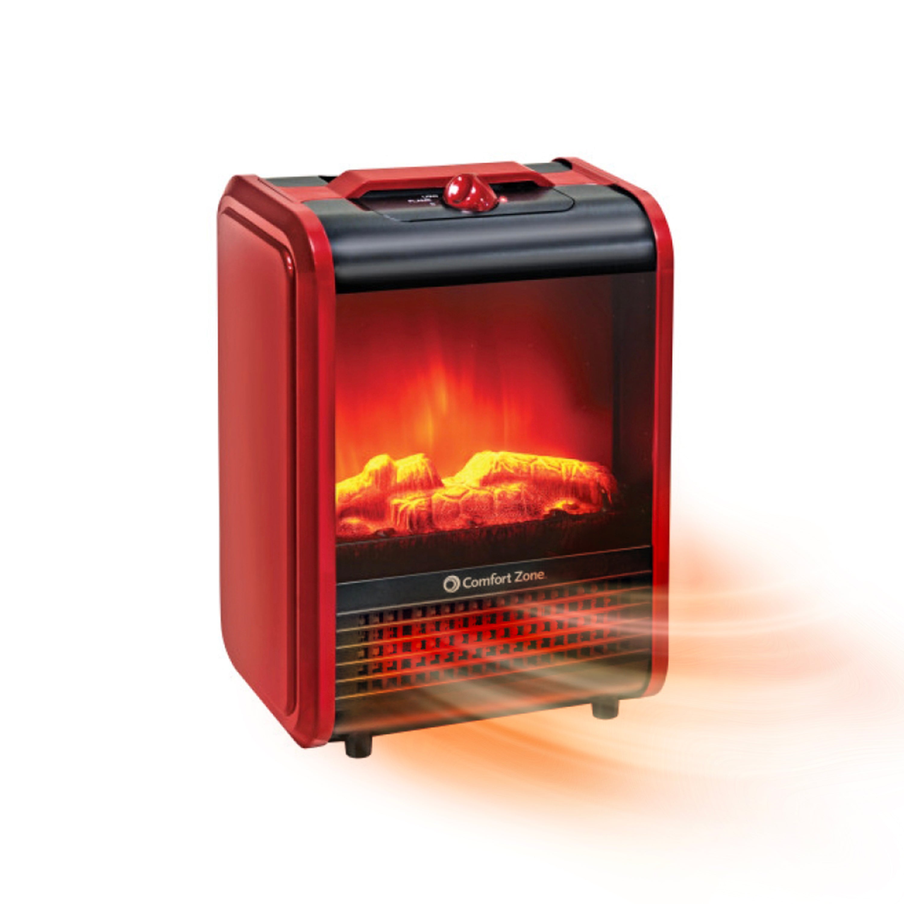Roter keramischer Mini-Kaminheizer Comfort Zone CZFP1 mit simuliertem Glut- und Flammeneffekt