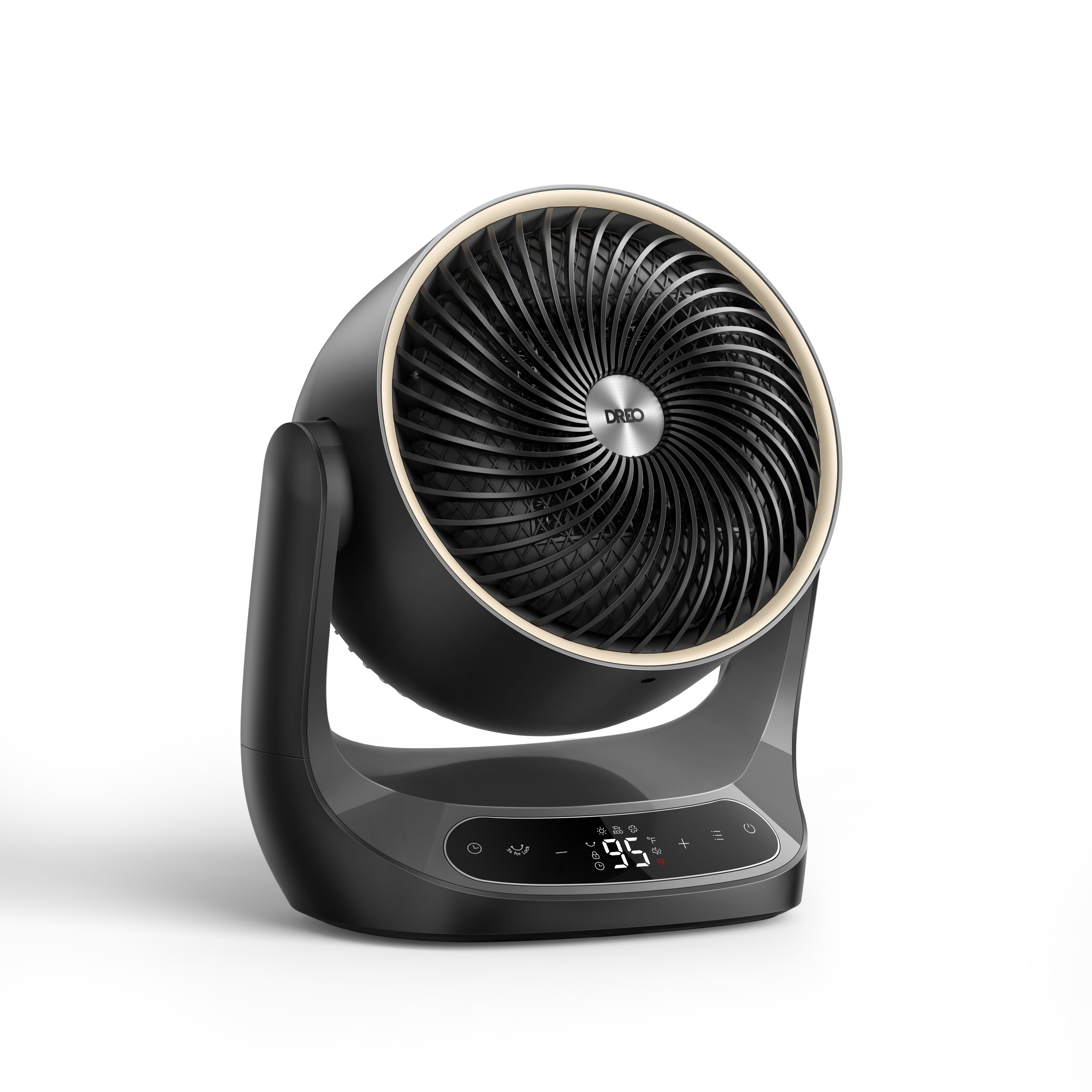 DREO Whole-Room Heater 517 in Black, with round grille and adjustable outlet