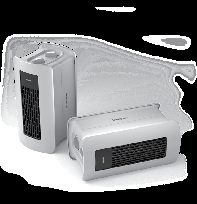 Honeywell HHF250 heater shown upright and on its side in the manual cover.