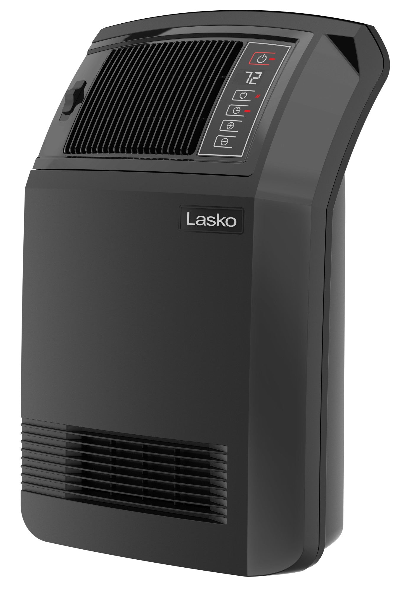 Black Lasko CC24910 ceramic console space heater with upper control display and front grille