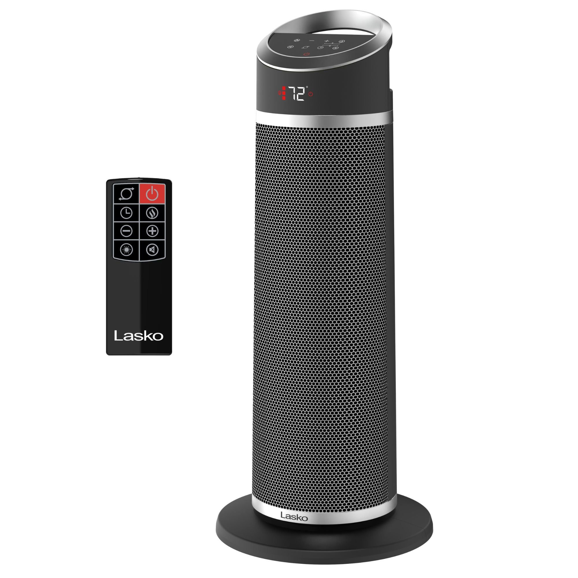 Lasko Halo 22-inch ceramic tower heater, Black CT22520, with remote