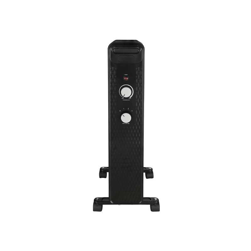 Pelonis PSH07O2ABB black oil-filled radiator with front knobs and caster base, manufacturer image