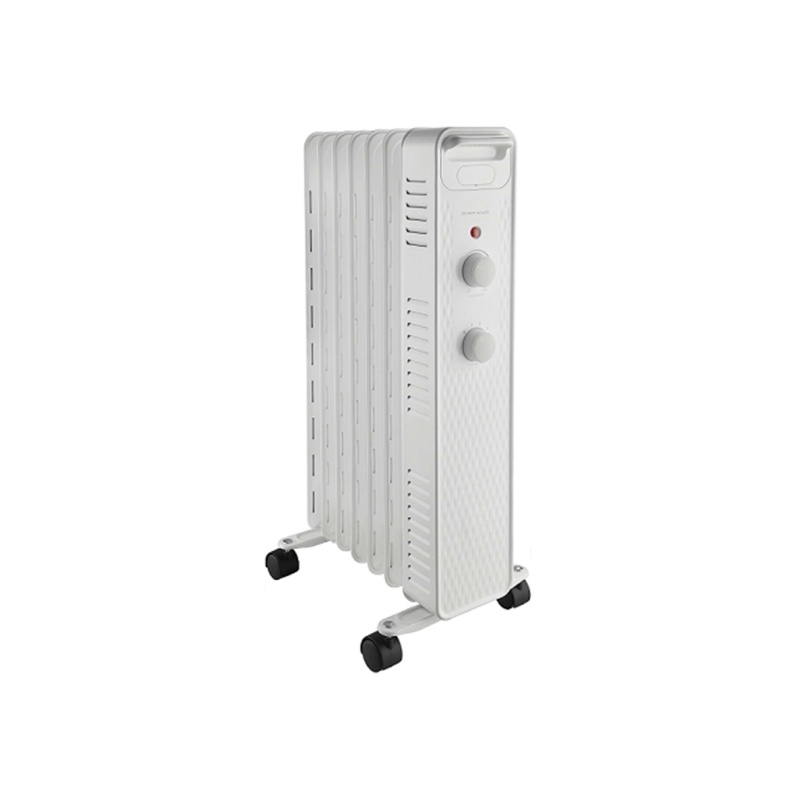 Pelonis PSH07O2AWW white oil-filled radiator with front controls and caster base, manufacturer image