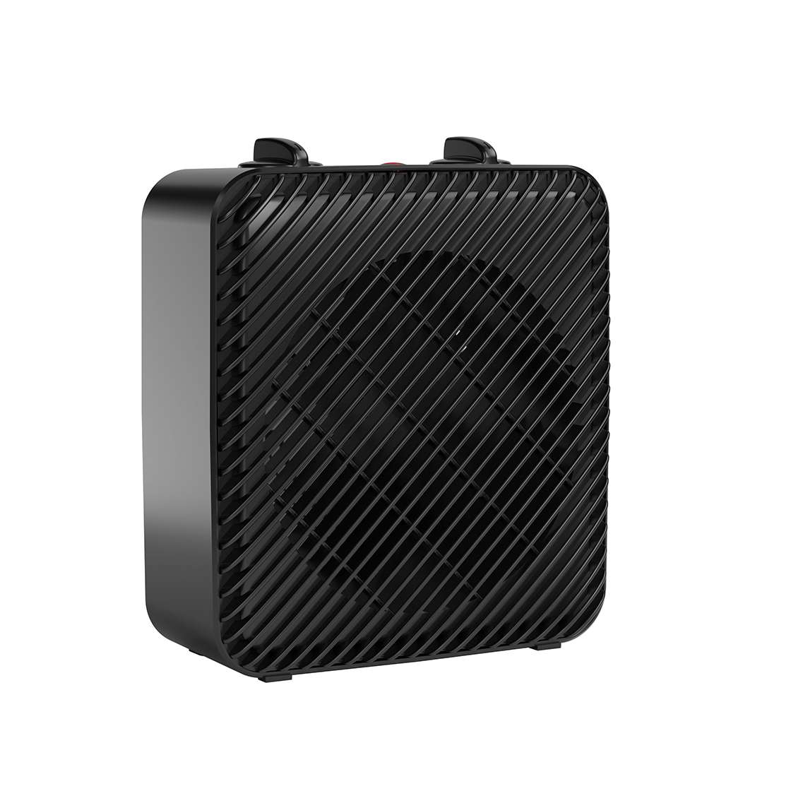 Pelonis PSH08F1ABB compact black fan-forced heater with front grille and top controls, manufacturer reference image